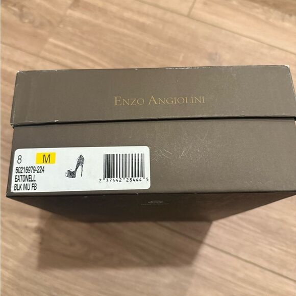 Enzo Angiolini Black, Gold and Silver Gem Studded Platform Heels - Picture 6 of 8